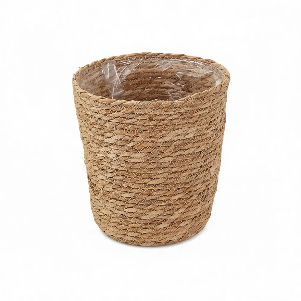 Handmade Straw Woven Flower Pot Basket Decorative Plant Cover Nordic Minimalist Vessel For Indoor Garden Home Ornament Display