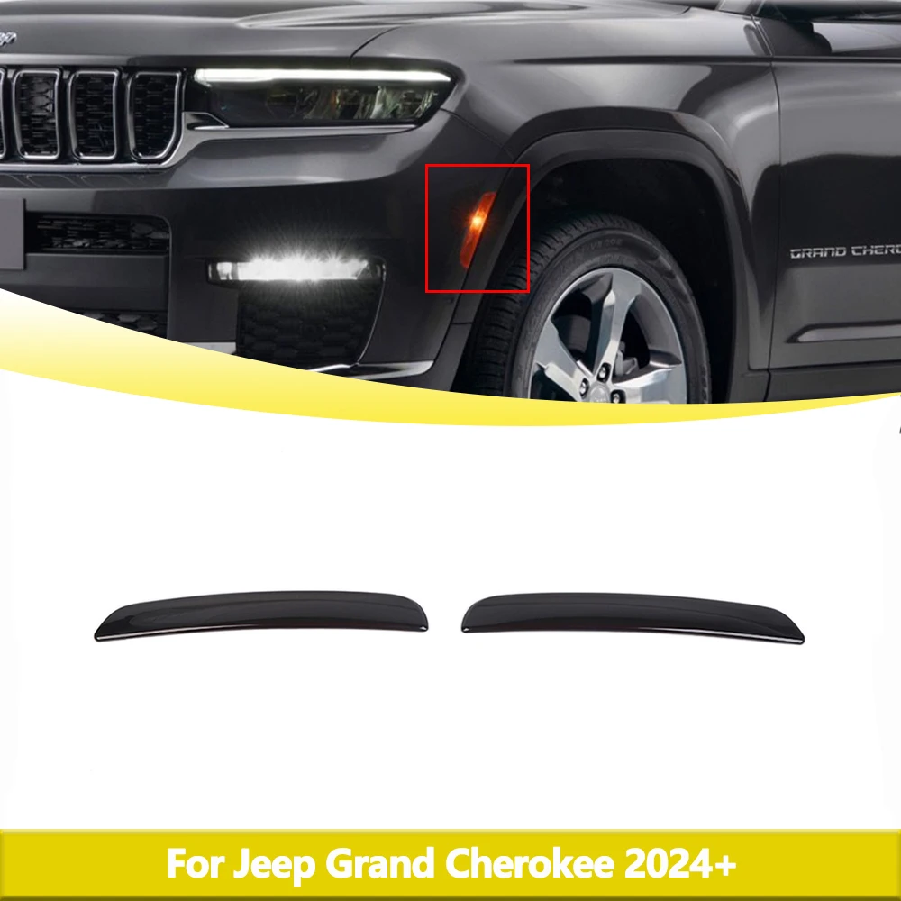 Front Fog Brake Light Eyebrow Lamp Decoration Cover Trim for Jeep Grand Cherokee 2024+ Car Exterior Accessories Glossy Black