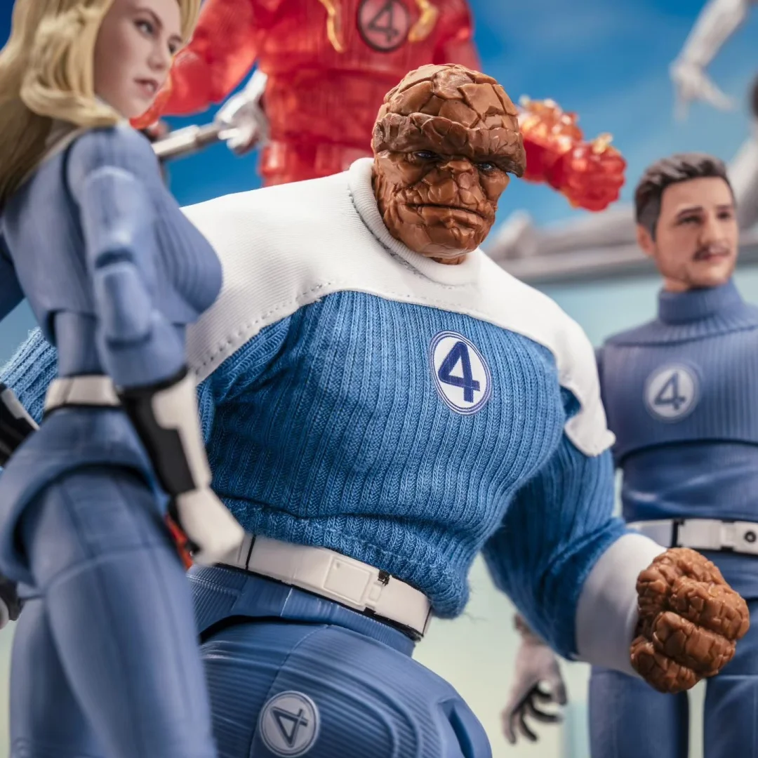 Fantásticos cuatro Shf Anime ropa hecha a mano Ben Grimm uniforme del equipo azul y blanco construido en alambre de hierro es adecuado para juguetes 1/12
