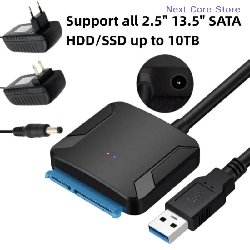 [NC]1 Set 3.5/2.5 Inch SSD HDD Hard Drive Disk Converter SATA To USB 3.0 Adapter Cable Support UASP 12V US EU[NC]