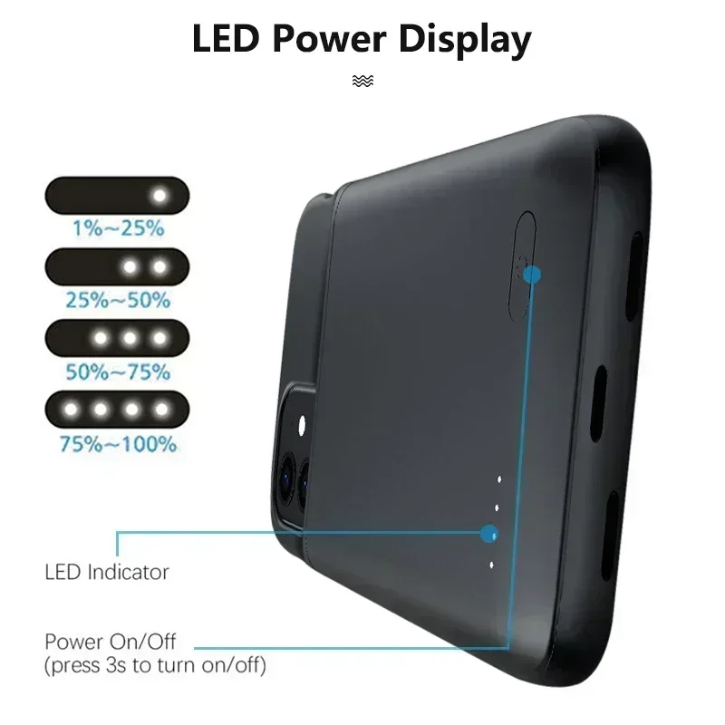 20000Mah New Battery Charger Case For iphone 14 Plus 15 Pro 12 Pro Max 11 Pro X XS XR XS Max 6 6S 7 8 Plus Battery Case Pow