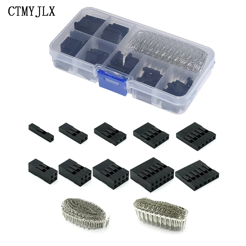 310pcs 2.54mm Dupont Wire Jumper Pin Header Connector Kit Male Crimp Pins+Female Pin Connector Terminal Pitch DIY Electronic