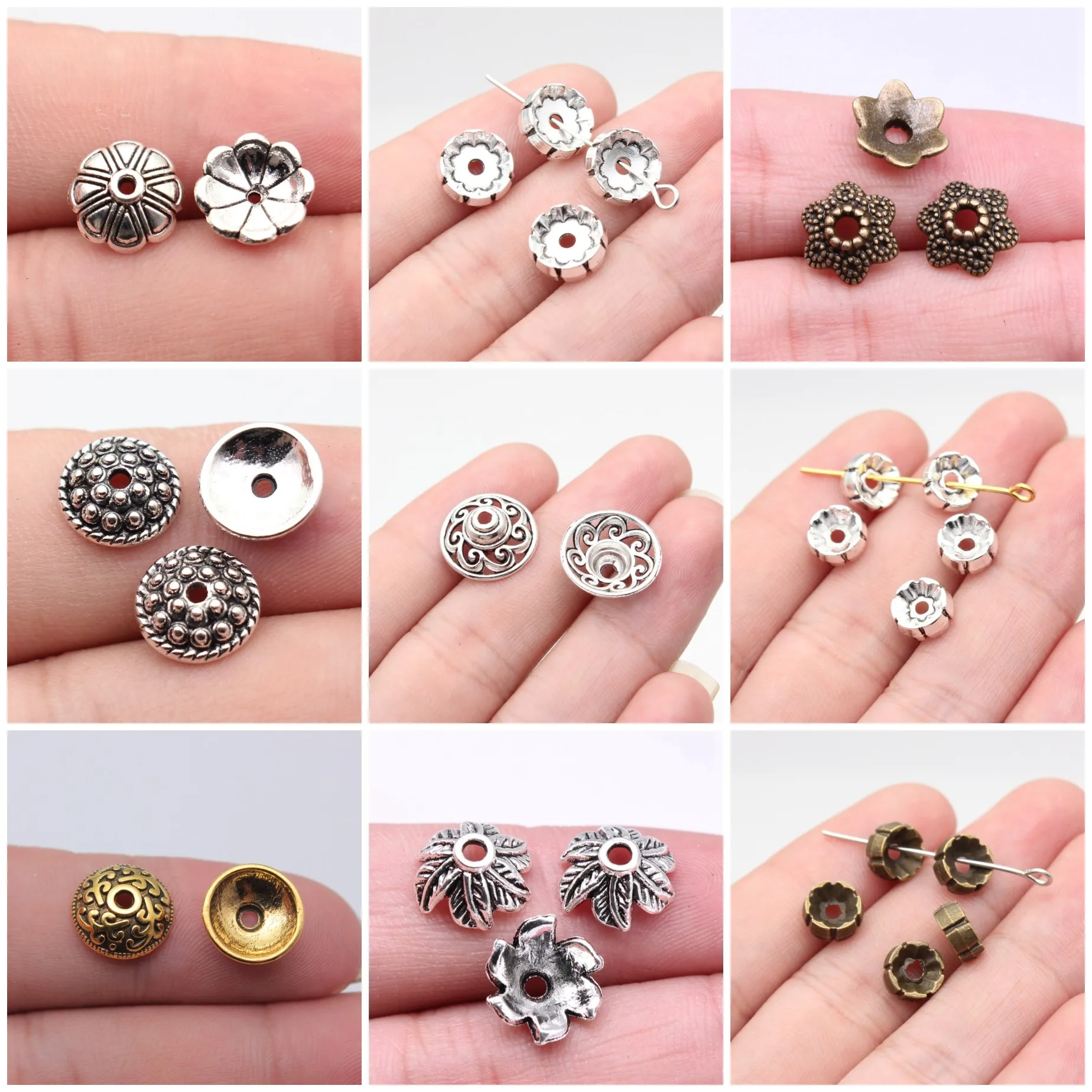 Flower Bead Cap End Caps Spacer Beads Jewelry Findings For DIY Bracelet Necklace Making Supplies