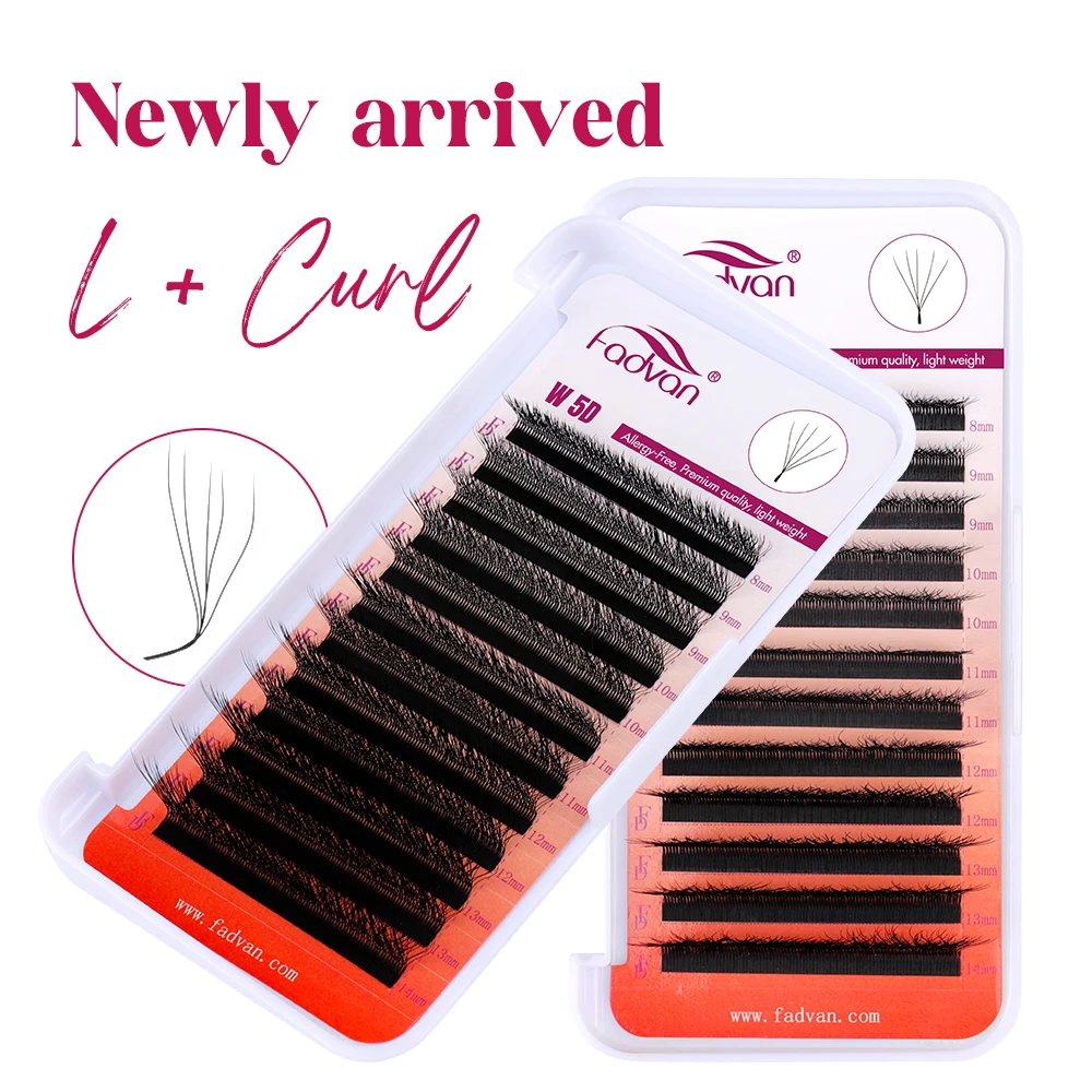 FADVAN L/LU/L+ Curl 3D/4D/5D W Lashes Fox Eyes 0.07 W Shape Eyelash Extensions 8-15mm Natural Soft Professional Lash 12 Rows