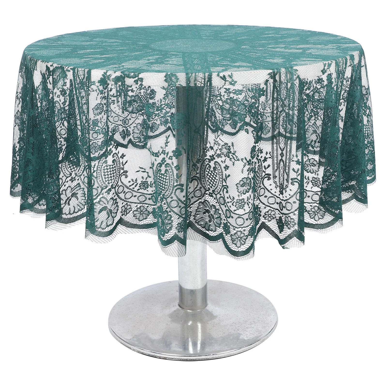 

Green Lace Tablecloth Round Floral Design Wedding Party Tea Picnic Decorative Table Cover For Round Table Indoor Outdoor