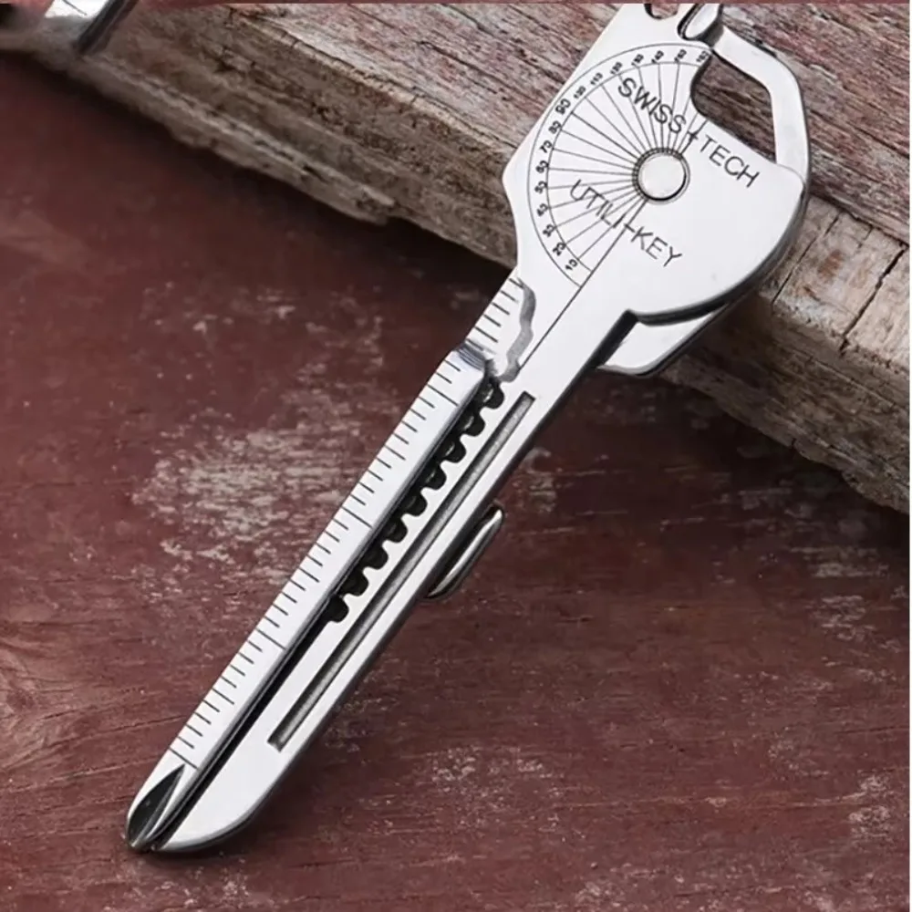 Portable Multi-Tool Keychain 8-in-1 Stainless Steel Camping Multi-Function Keychain Folding Multi-Function Design