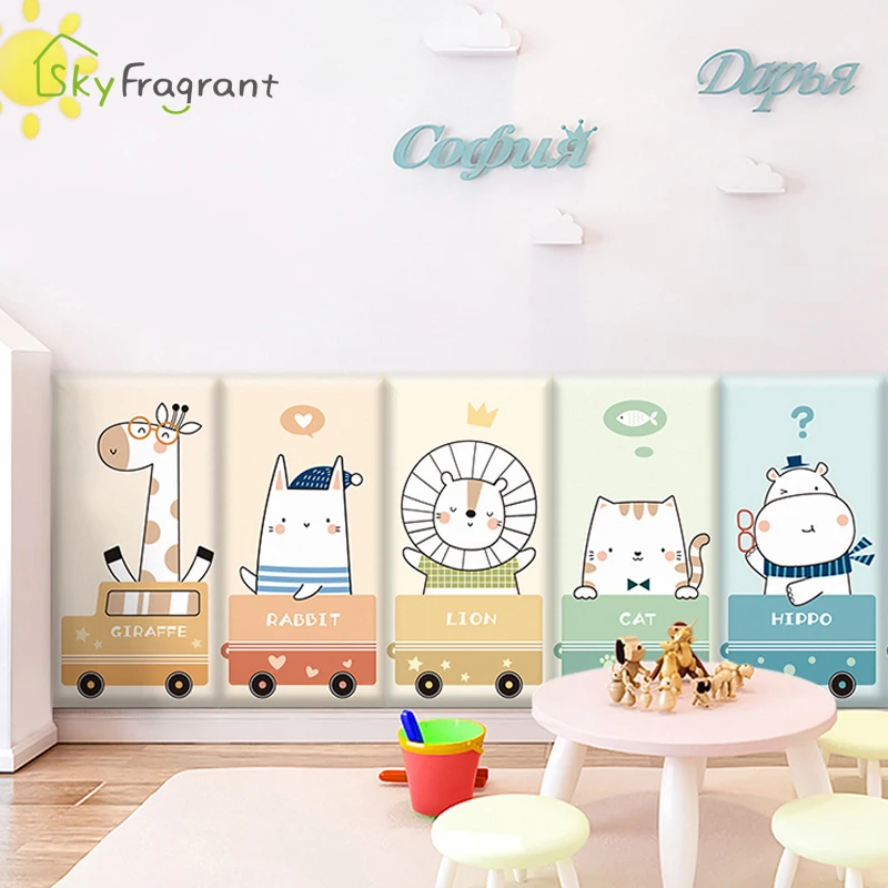 Kindergarten Cartoon Anti-Collision Wall Stickers For Kids Rooms 3D Soft Wall Decoration Self Adhesive Home Wall Skirting Decor