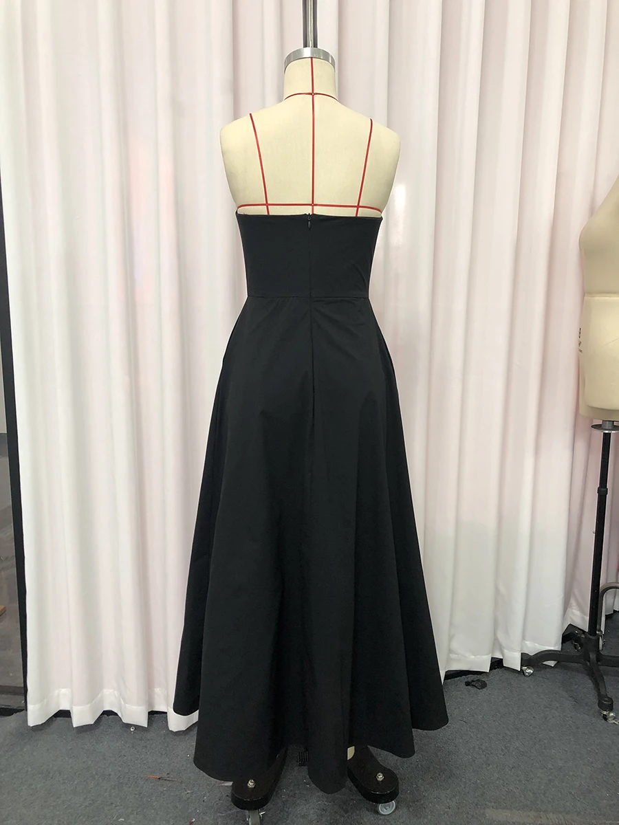 بدلة قفز مثيرة للفتيات من VGH للنساء برقبة على شكل قلب بدون أكمام مرقعة واحدة الصدر عالية الخصر وواسعة الساق بدلة قفز للسيدات