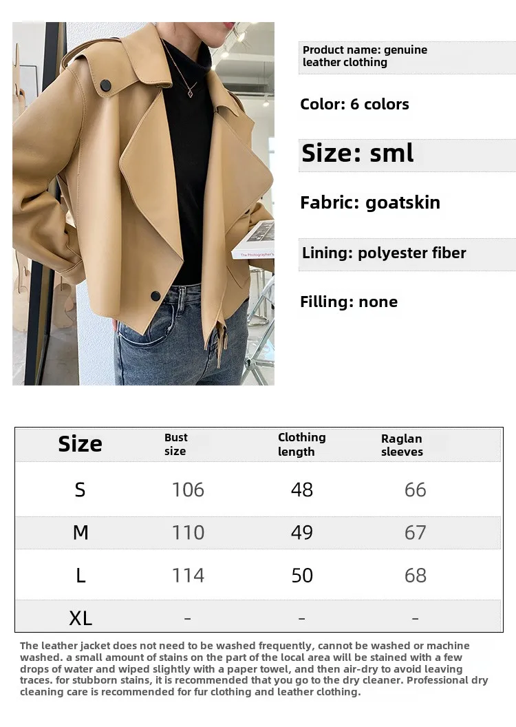 Genuine Sheepskin Leather Biker Jacket - Womens Winter Spring Coat