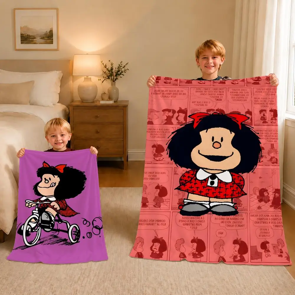Comic Character Mafalda Throw Soft Plush Flannel Pet Blanket, Home Decor Cover for Sofa, Bed, Trip & Picnic