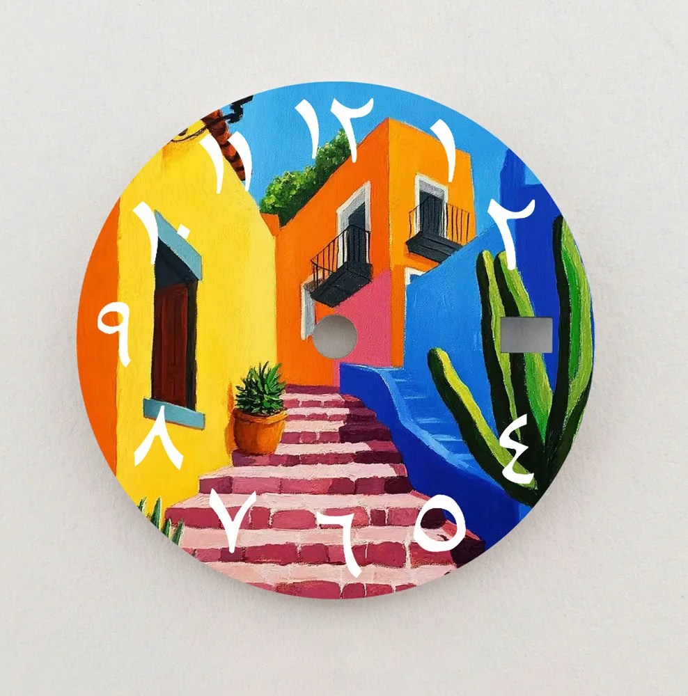 Nh35 dial 28.5mm dial estilo tropical série colorido dial numeral árabe dial de alta qualidade caber nh35/36 movimento logotipo personalizado