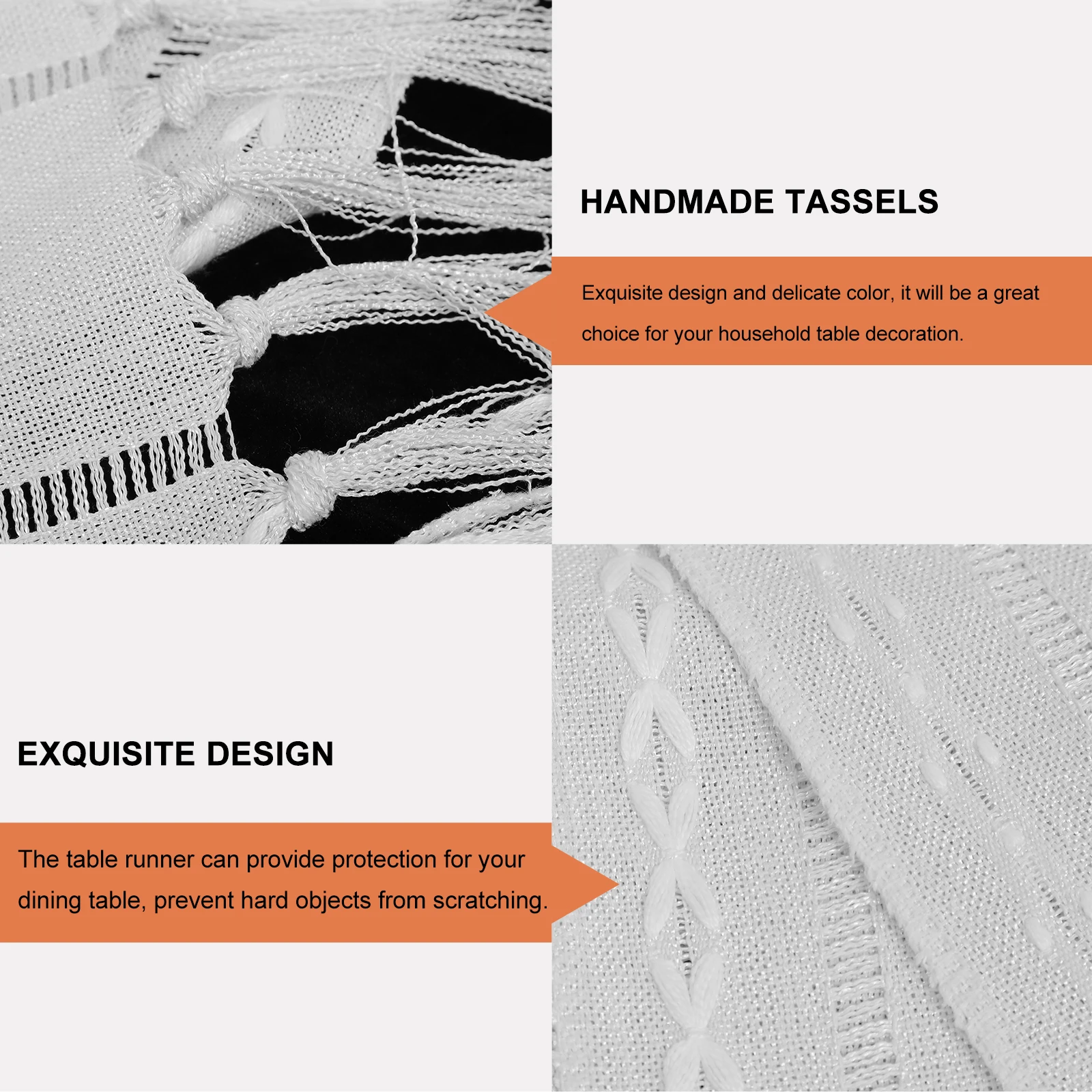 

Table Runner Decorative Tablecloth Tassel Farmhouse Mat Home Polyester Event Rectangle Festive Protective Table Cover