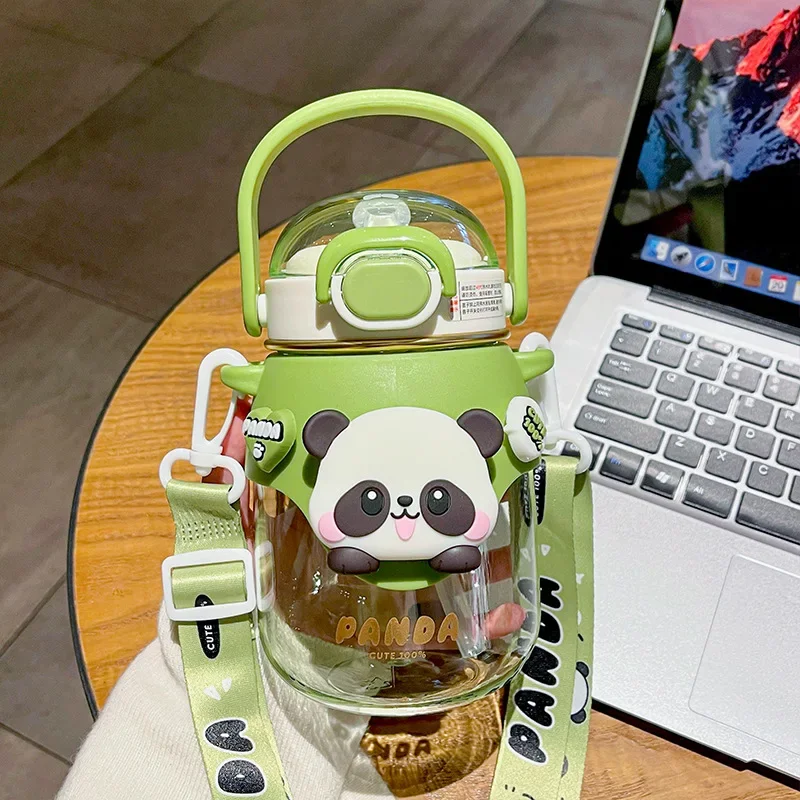 

Large Capacity Portable Shoulder Strap Big Belly Girls Plastic Cup for Children To Drink Outdoors Slanted Cross Water Kettle