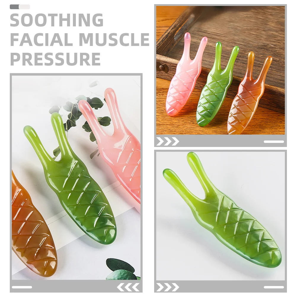 แท่งนวดหน้าเรซิ่น 3 ชิ้น สำหรับยกกระชับบริเวณจมูก เครื่องนวดหน้ากัวซาแบบพกพา ดูแลผิวหน้าด้วยมือ