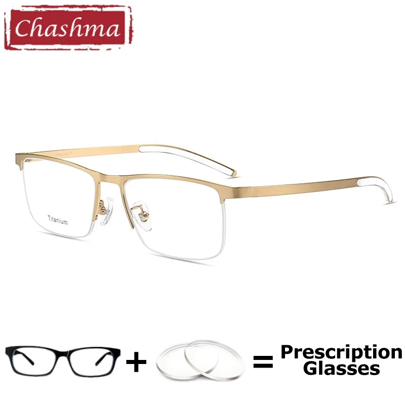Chashma Men Glasses Frame Top End Super Quality Prescription Glasses Pure Titanium Ultra Light Wide Spectacle Myopia Lenses