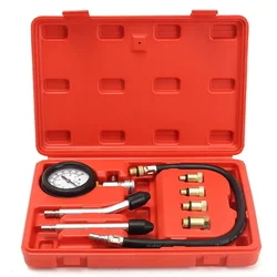 Petrol Engine Pressure Gauge Tester Kit Set Compression Leakage Diagnostic Compressometer Tool For CAR Auto With Case