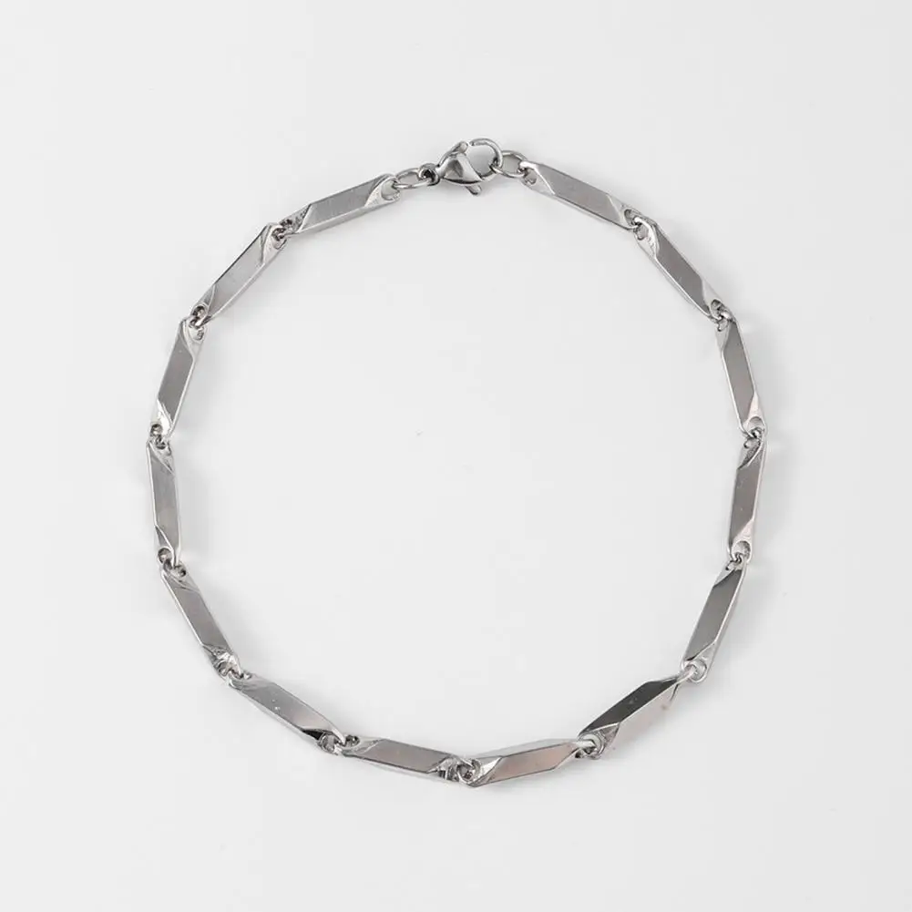 Unisex Metal Bracelet Men's Thick Hollow Chain Bracelet with Lobster Clasp Polished Stainless Steel Punk Jewelry Twisted Street