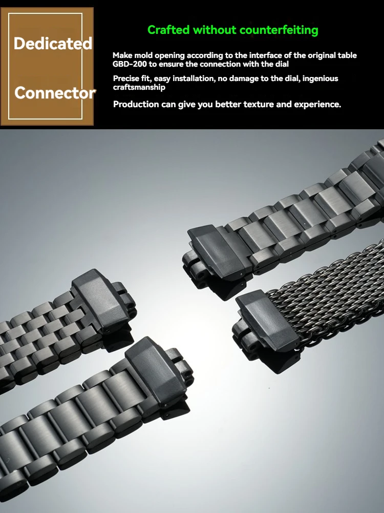 22mm para reloj deportivo Casio G-SHOCK GBD-200UU 3506 GBD-200-1A/2/9/ GBD-200SM correa de acero modificado correa de reloj de acero inoxidable