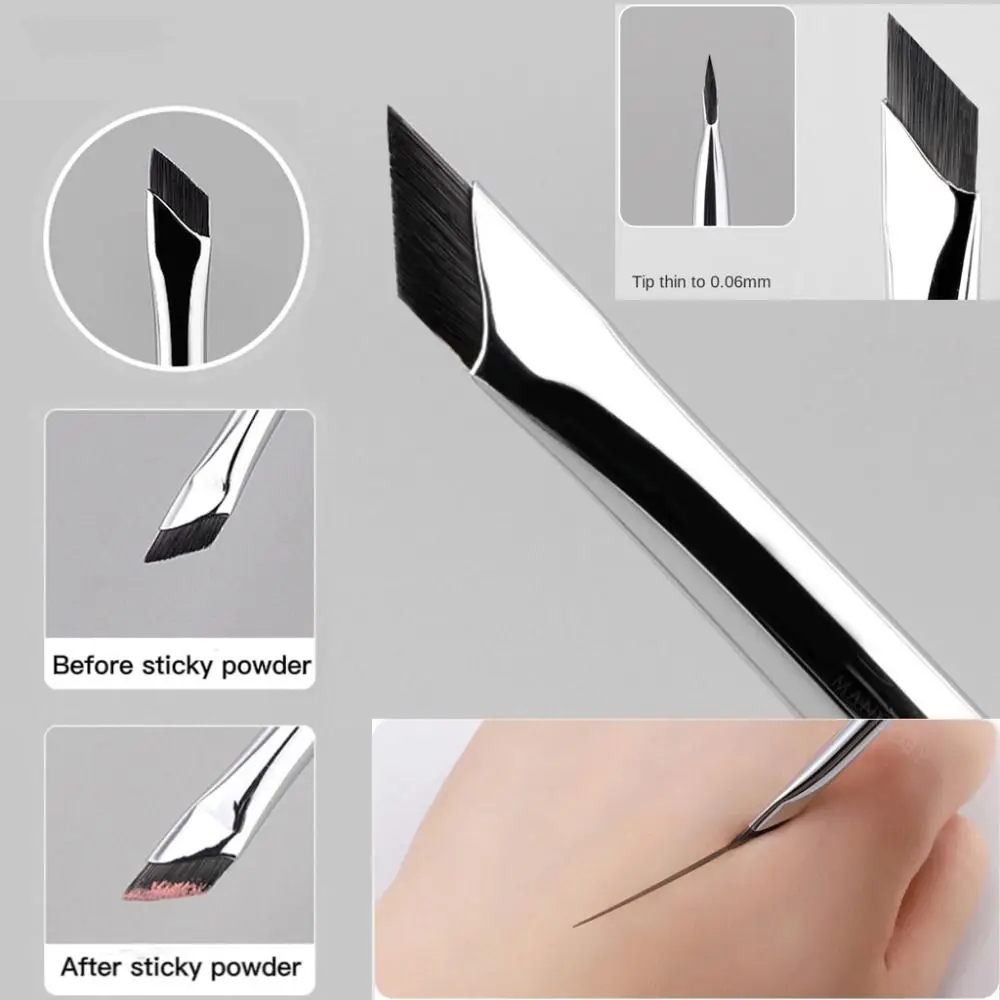 6 pezzi/set pennello per eyeliner angolato ultra fine manico in legno dettaglio precisione pennelli per correttore sopracciglio pennello per ombretto morbido