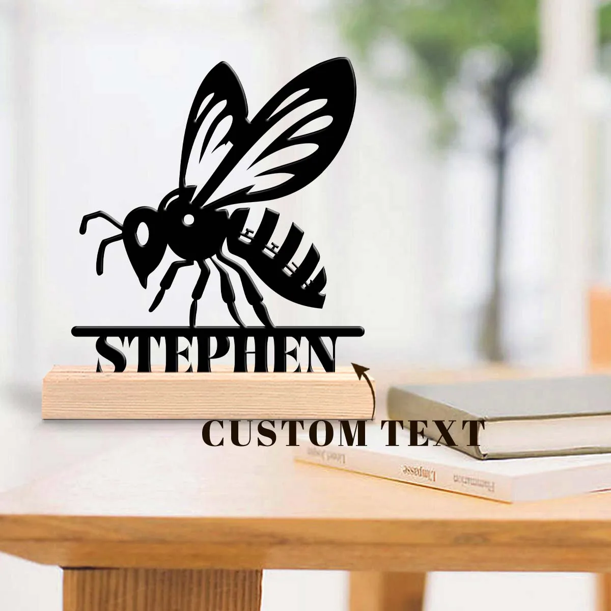 1pc Personalized Metal Artwork Custom Content With Wooden Base Festival Ornaments and Decorations