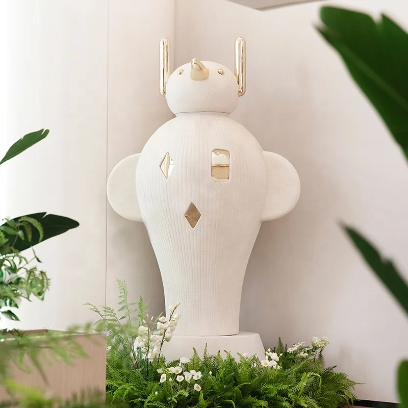 

Nordic Art FRP electroplated resin sculpture ornament, creative monkey/chicken/elephant floor decor, Internet celebrity style