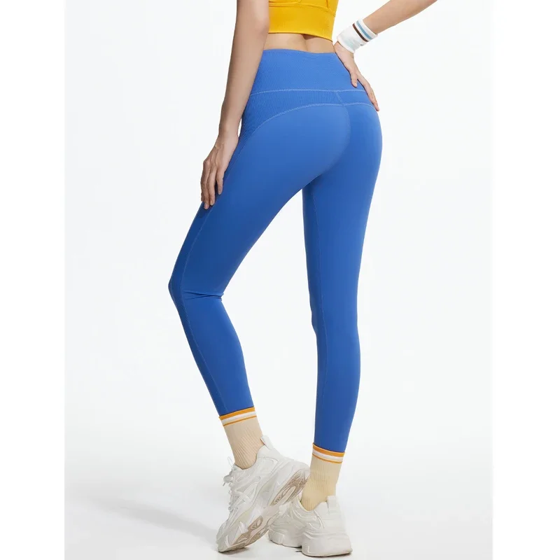 Leggings sem costura femininas esportes fitness yoga calças de cintura alta listrado respirável sexy calças esportivas correndo ginásio push up