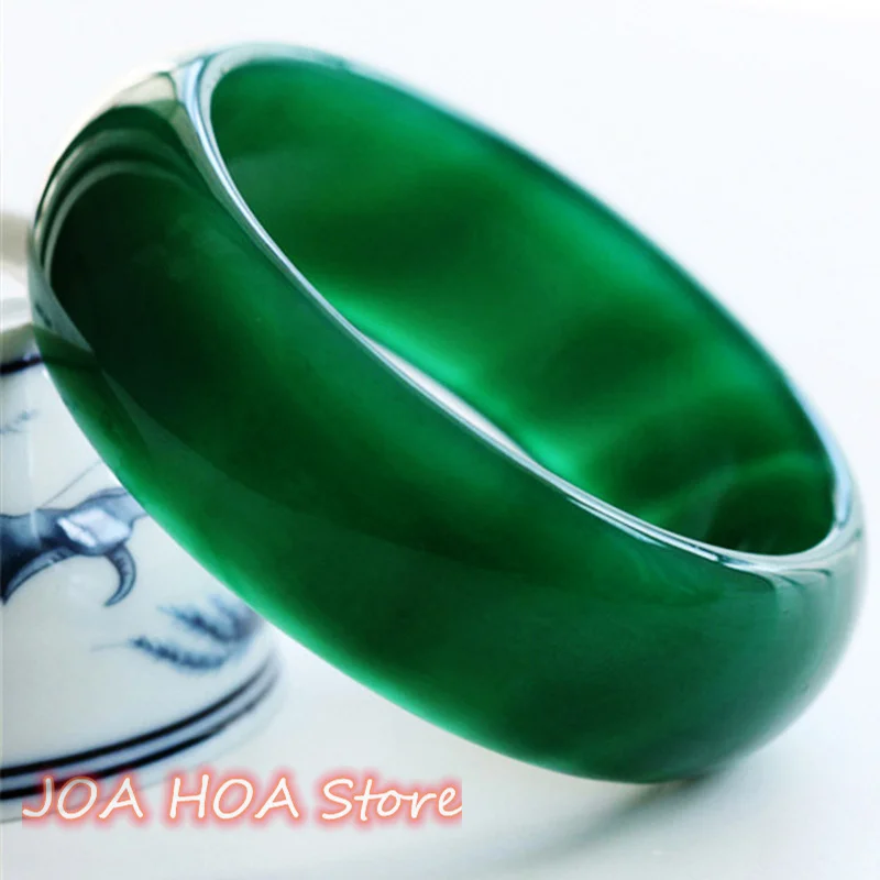 Natural Original Ecological Pattern Green Agate Bangle Widening Thickening Bracelet Handring Hand Hewelry Fine Jewelry