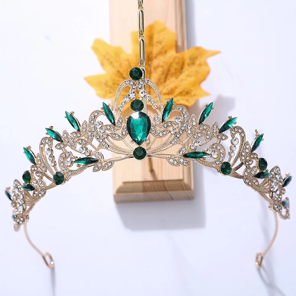 KMVEXO Vintage Black Purple Tiara Crown Crystal Rhinestone Wedding Hair Accessories Queen Princess Crown More Color Head Jewelry