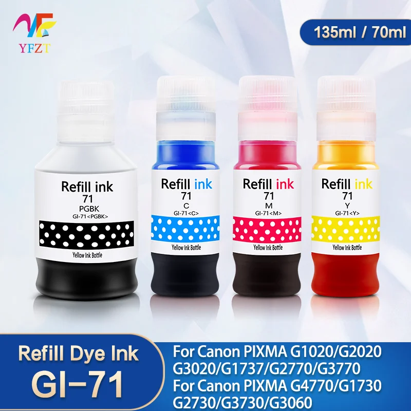 

GI-71 GI 71 Refill Ink Kit For Canon G1020 G1730 G1737 G2020 G2021 G2060 2730 G2770 G3020 G3021 G3060 G3730 G3770 G4770 printer