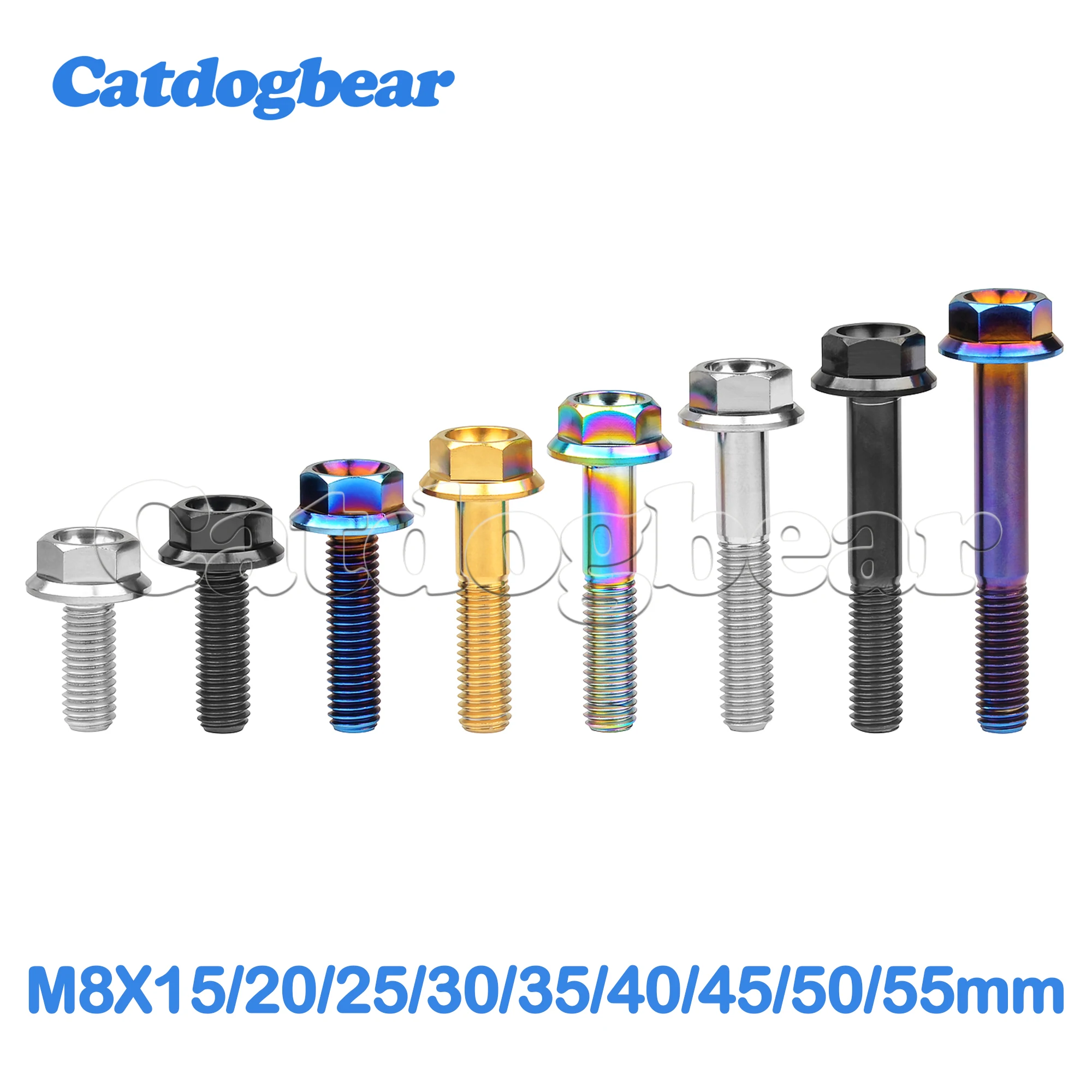 

Catdogbear Titanium Bolts M8X15~55mm Hex Head Flange Bolt for Cycling Motorcycle Screws
