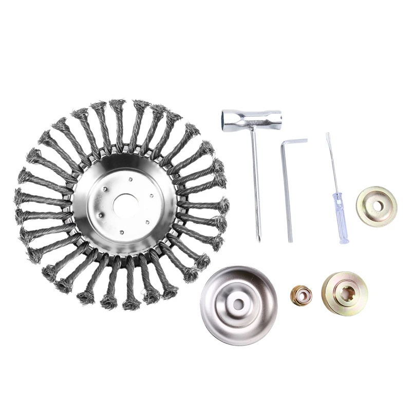 

Y51A-8-дюймовое проволочное колесо + крепежный набор из 7 предметов, газонокосилка, проволочная головка для обрезки травы, садовые универсальные аксессуары