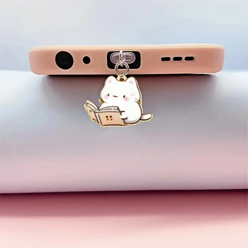 

Cat-Shaped Dust Plug for Mobile Phones for Those Who Love Reading, Exquisite and Compact, It Can Effectively Protect the Charging Port. It Not Only Serves a Decorative Purpose but Also Prevents Dust, Moisture, and Dirt from Entering. Suitable for Annivers