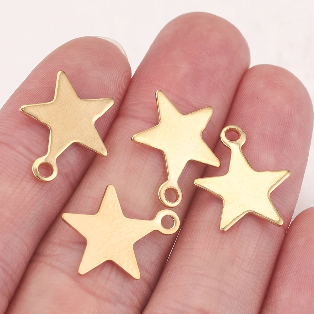 20pcs Gold-Plate Star Stainless Steel Charms DIY Connectors for Bracelet Jewelry Making Supplies Earring Accessories Wholesale