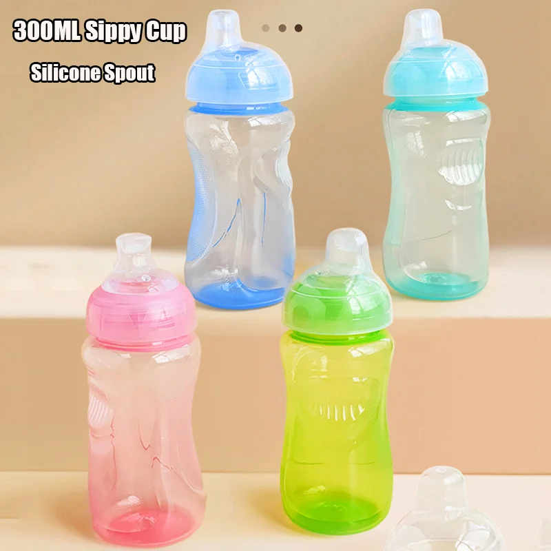 No Spill Toddler Sippy Cups 280ml Soft Spout Baby Training Cup With Easy and Firm Grip Dishwasher Safe Children's Water Bottle
