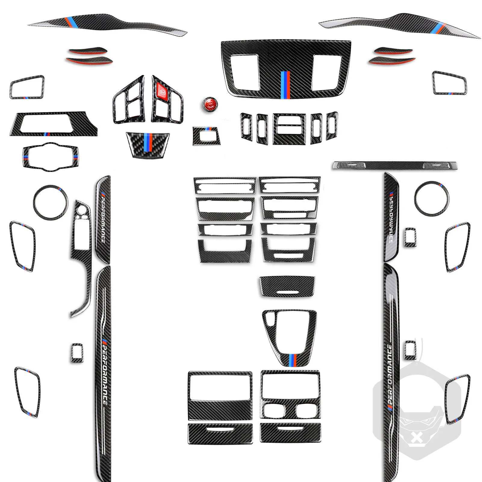 

Suitable for BMW E90 carbon fiber start button out of trend gear panel headlight switch frame set car