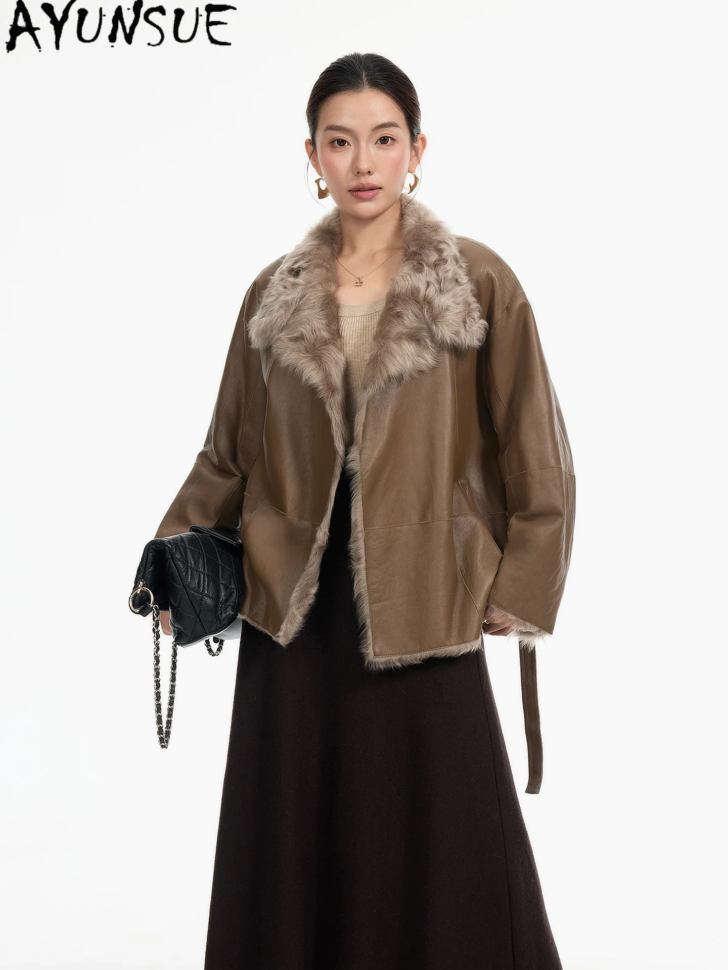 AYUNSUE Genuine Leather Jacket Women Natural Real Sheepskin Fur Coat Lamb Wool New in Coats Winter Clothes Woman Шуба Женская