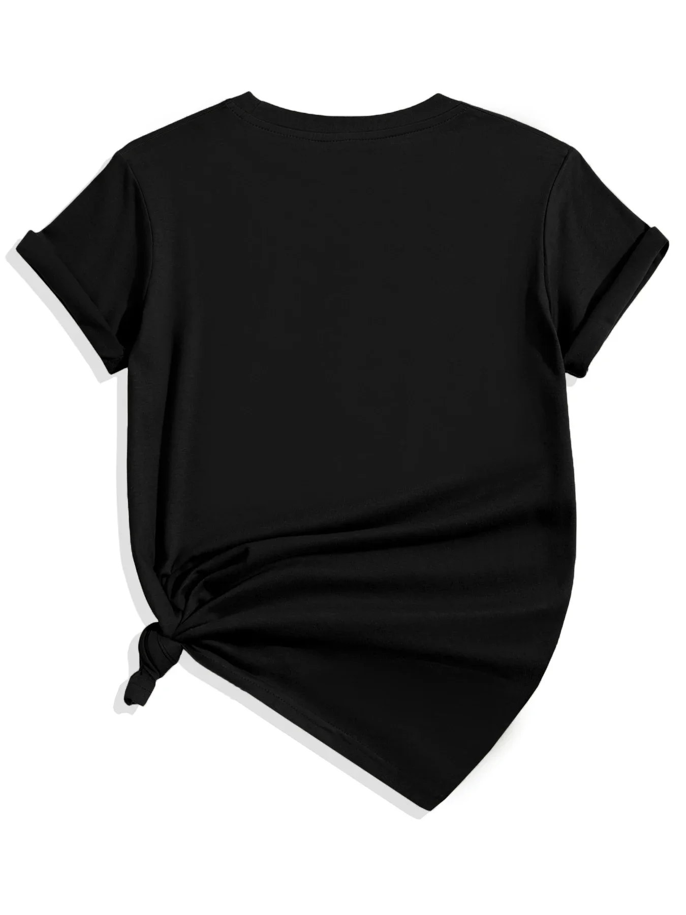 T-shirt à manches courtes pour femmes, T-shirt à col rond imprimé, Noir, StrategDesign, Nouveau style, Vêtements décontractés pour femmes, Été, Y2k