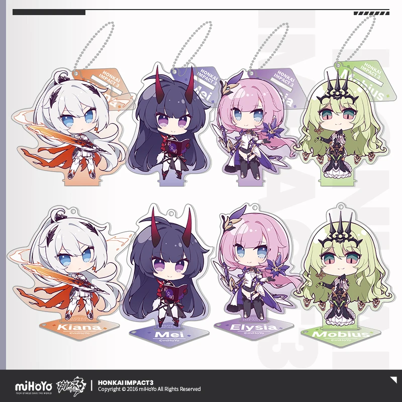 2024 Honkai Impact 3 Valkyrja Kiana Raiden Mei Elysia Mobius Q Version Acrylic Pendant Stand Figure Model Plate Desk Decor Gift