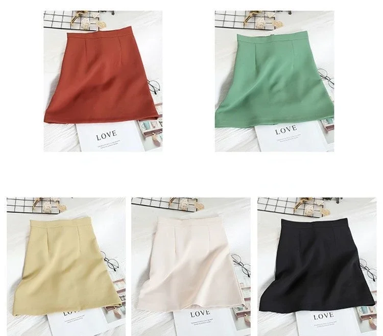 Sexy Women Summer High Waist Anti-Glare Skirt Solid Color A-line Mini Skirt Lady Short Bodycon Skirt Fashion Girl Y2k Clothes