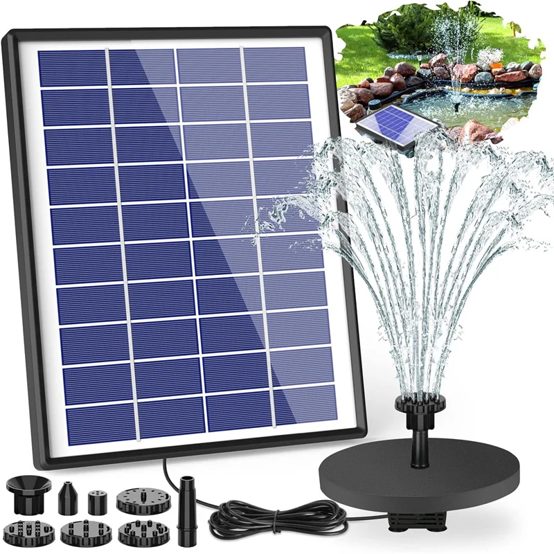 

6.5W Solar Fountain Built-in 1500mAh Battery,Solar Birdbath Fountain,Solar Floating Water Fountain Pump for Pond Garden