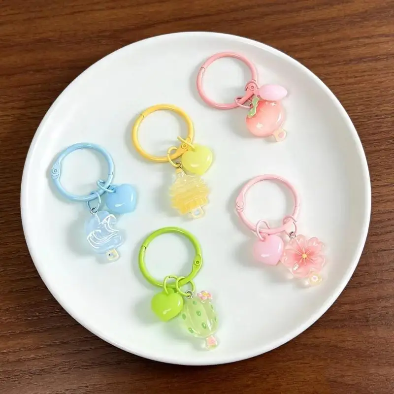 Candy Color Cartoon Keychains Creative Cartoon Pendant Long Lasting for Backpack Girls Birthday Goodie Bag Fillers