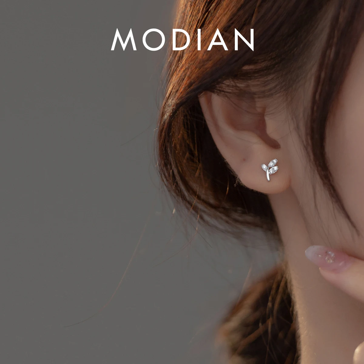 

Modian Authentic 925 Sterling Silver Mini Tiny Leaves Clear CZ Stud Earrings for Women Fine Jewelry Fashion Girl Party Gift
