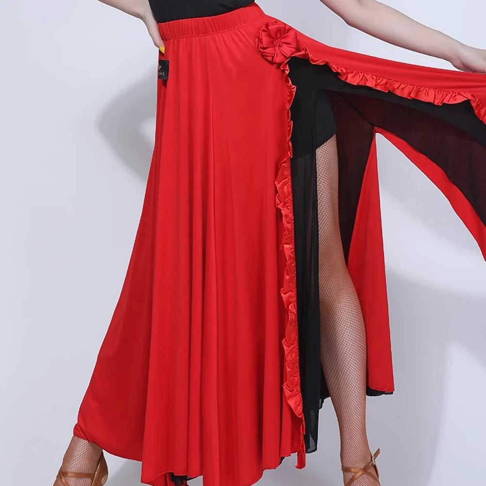 

New Latin Dance Competition Dress Practice Clothes Skirt Red Bullfighting Women Costume Mesh Costumes Irregular Split Samba Wear