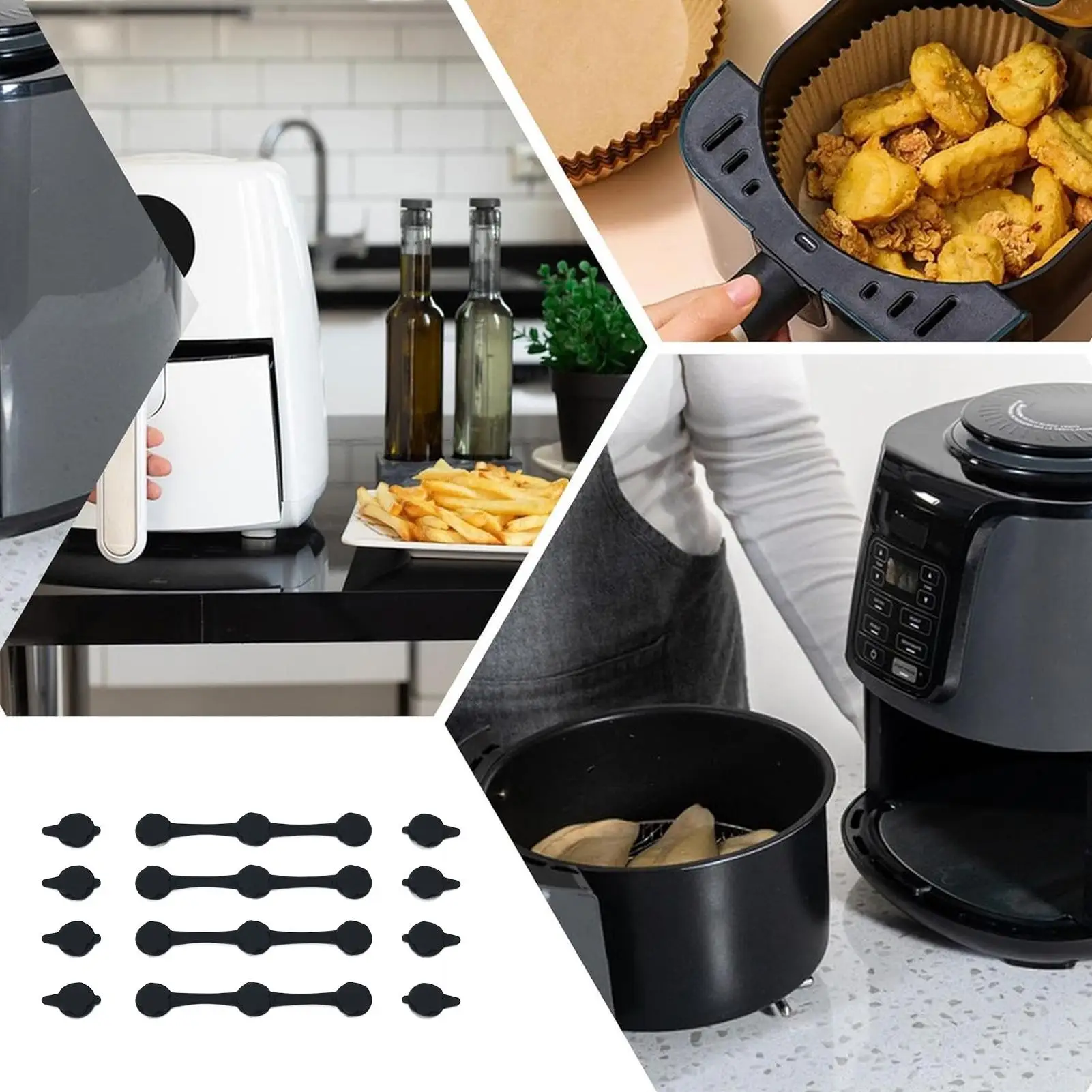 Air Fryer Baking Paper Magnets 4Pcs/set Hot Air Fryers Silicone Magnets Kitchen Accessories For Fixing Iron Air Fryer Baking