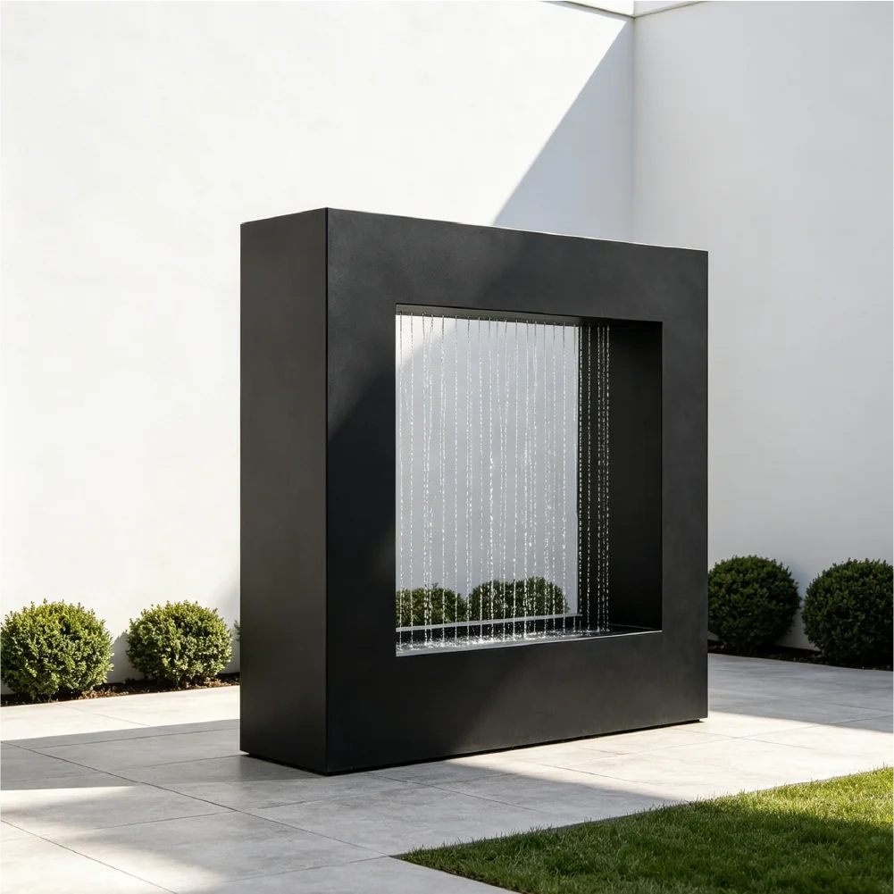Modern Stainless Steel Rain Curtain Water Fountain Outdoor Patio Decor Waterfall Feature With Recirculating Water System