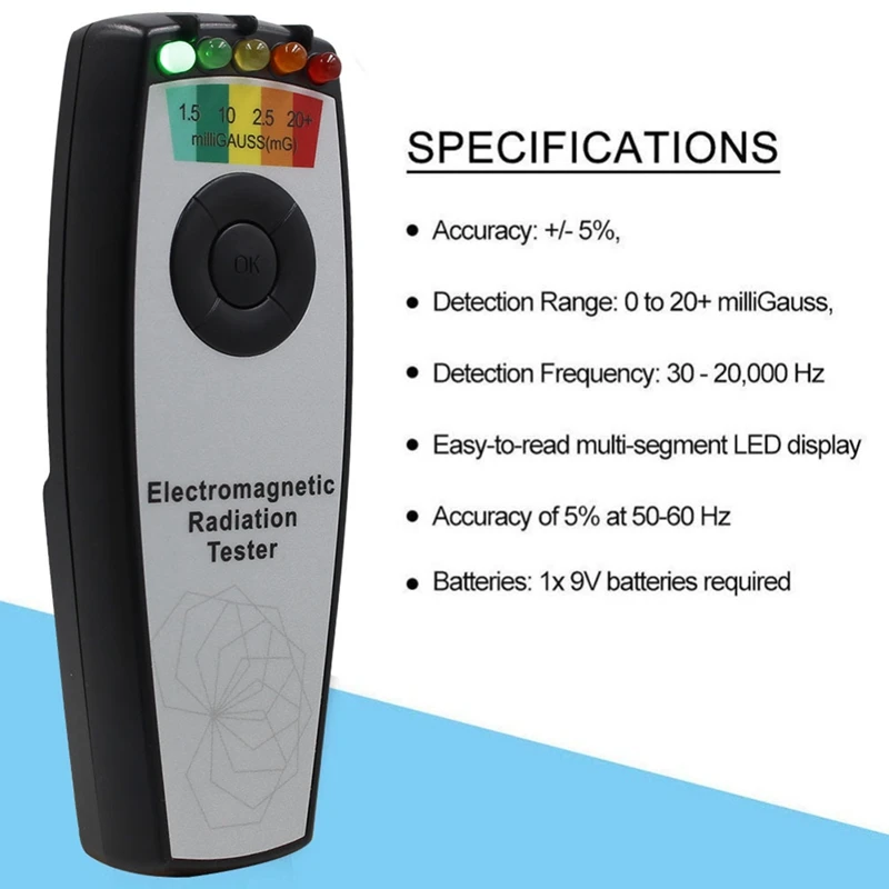 Y23A-K2 Pole elektromagnetyczne EMF Gauss Meter Detektor myśliwski Przenośny detektor pola magnetycznego 5 LED Gauss Meter