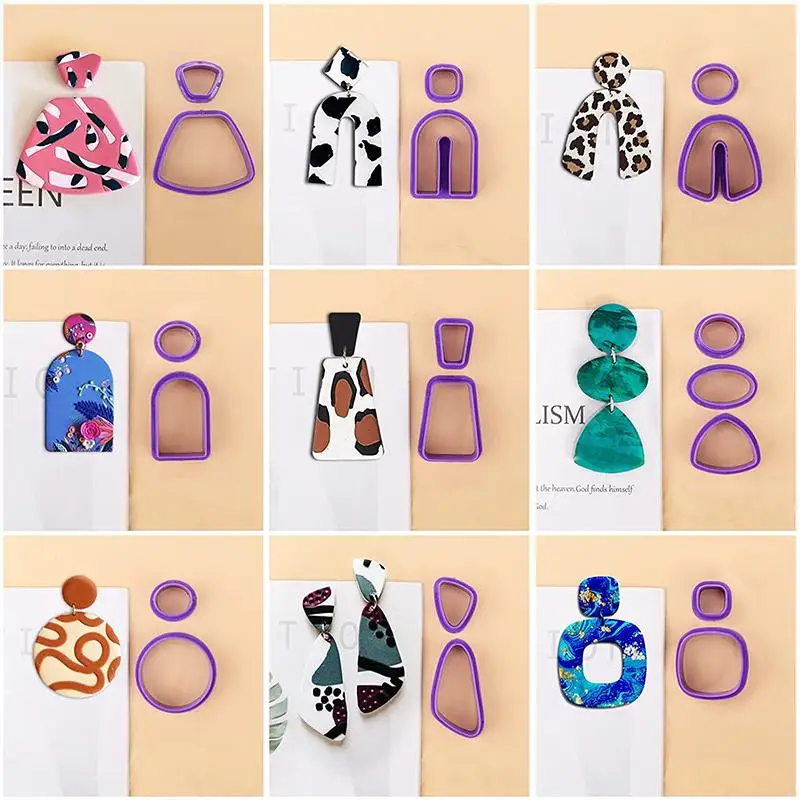 1Set Multiple Shape Polymer Clay Earring Cutter Polymer Tool for Handmade Jewelry Cookie Making Crafting