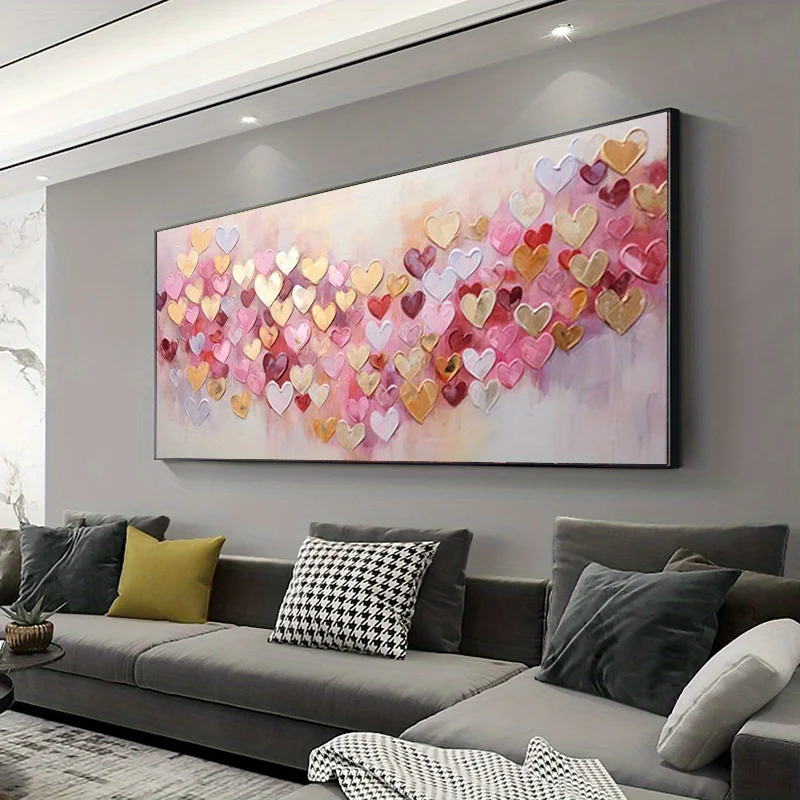 

2D Flat, Frameless Modern Abstract Colorful Love Canvas Painting, for Decorating Large Spaces Living Rooms, Corridors, Bedrooms