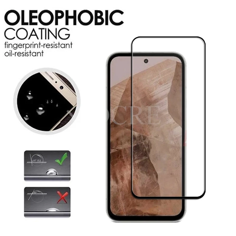 Cristal templado para Google Pixel 8a, película protectora de lente de cámara, pegamento completo, 8 a