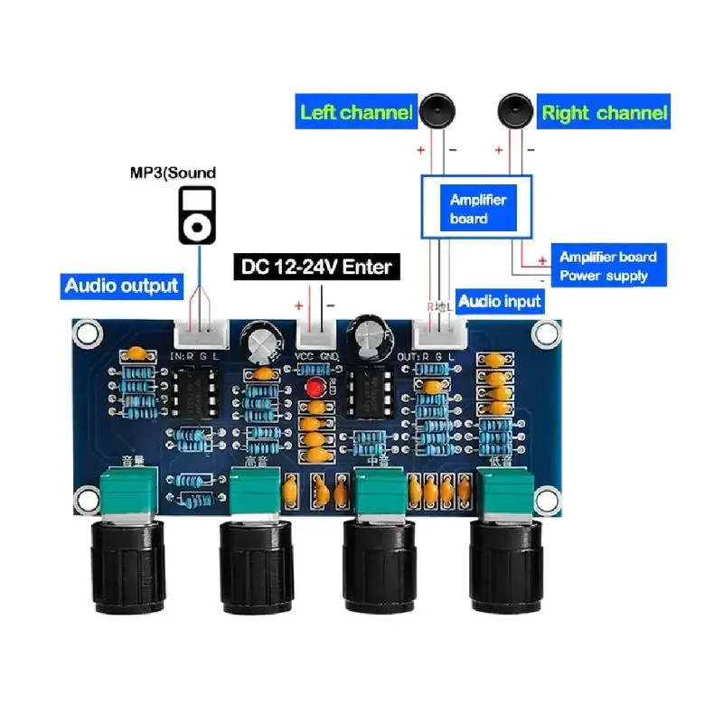 Board Preamp Pre-amp With Treble Bass Volume Adjustment Controller For XH-A901 NE5532